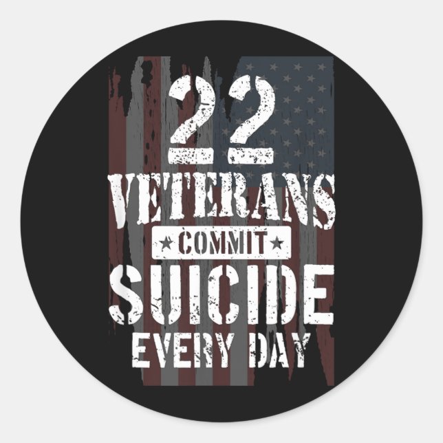 22 Veterans Com Every Day Aamerican Flag Classic Round Sticker (Front)