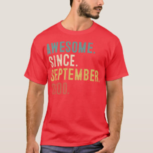 22 Year Old Gift Awesome Since September 2000 22nd T-Shirt