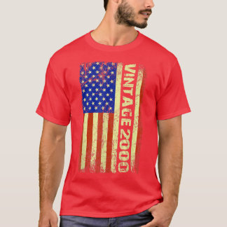22 Year Old Gifts Vintage 2000 American Flag 22nd  T-Shirt