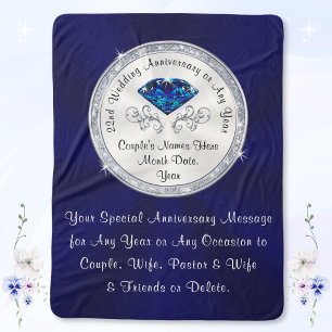 22 Years Wedding Anniversary Gifts, Blue Spinel Sherpa Blanket