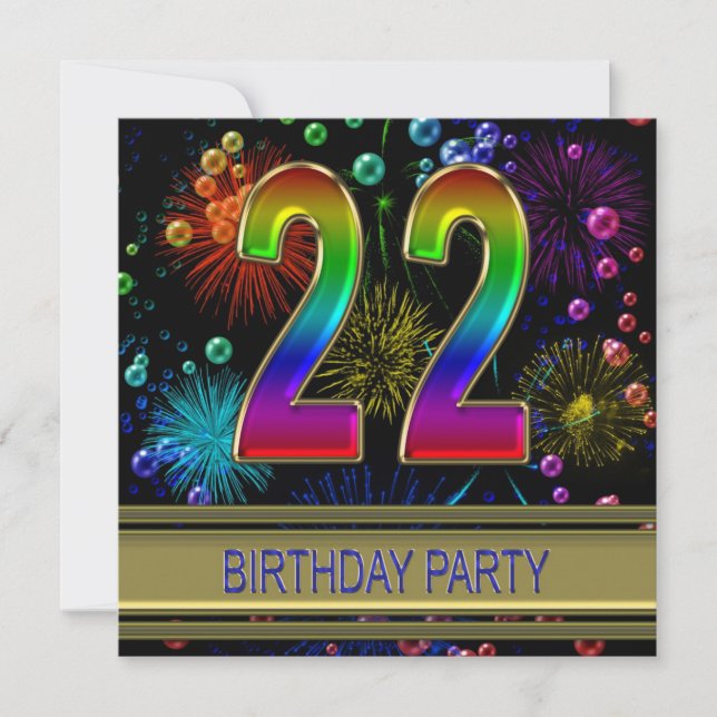 22e fête d'anniversaire Invitation avec bulles (Devant)