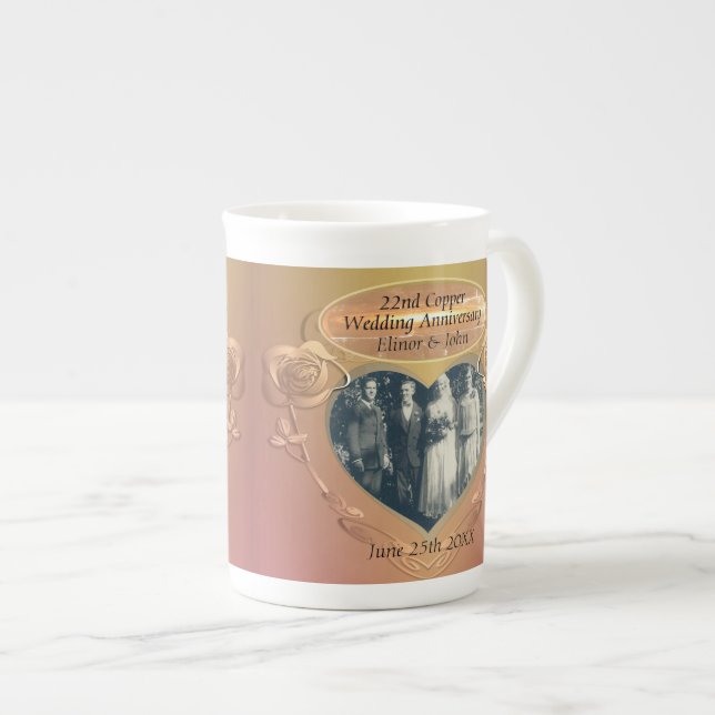 22ème/7ème anniversaire de cuivre + 2 photos Mug (Devant droit)
