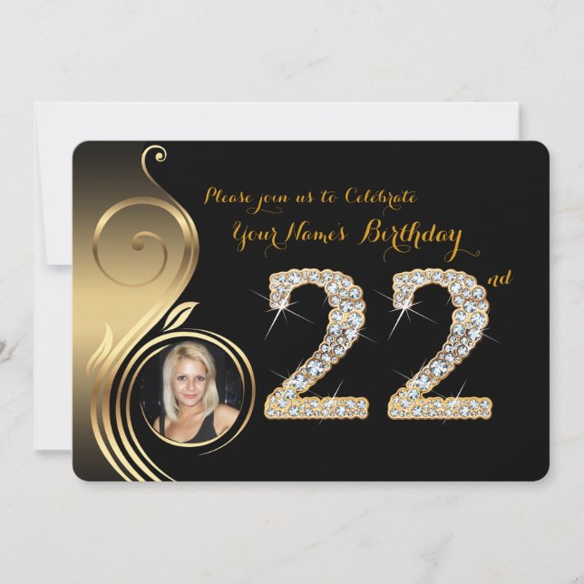 22ème, invitation d'anniversaire, diamant de (Devant)