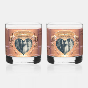 22nd/7th Copper(Colour) Anniversary Drinkware Set  Whiskey Glass