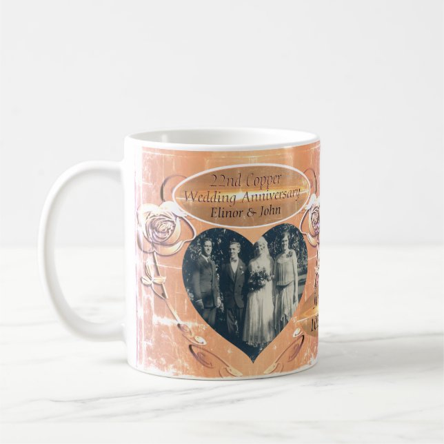 22nd/7th Copper Wedding Anniversary   Coffee Mug (Left)