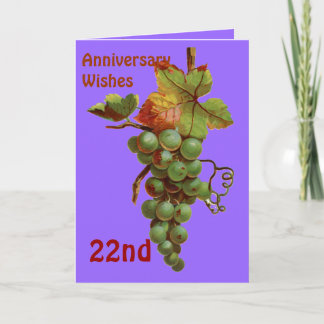 22nd Anniversary wishes, customiseable Card