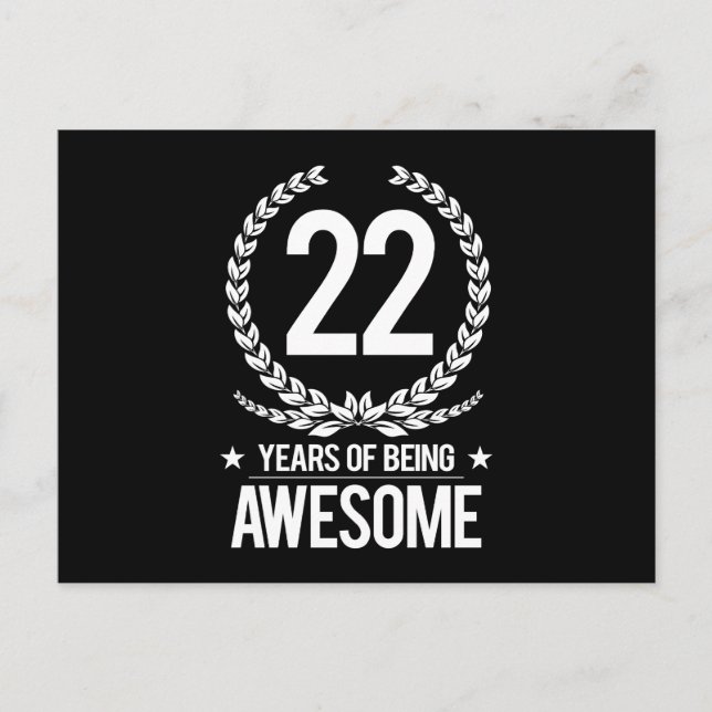 22nd Birthday (22 Years Of Being Awesome) Postcard (Front)