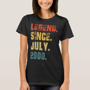 22nd Birthday 22 Years Old Legend Since July 2000 T-Shirt