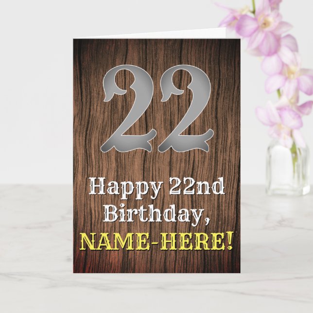 22nd Birthday: Country Western Inspired Look, Name Card (Orchid)