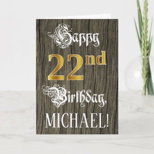 22nd Birthday: Faux Gold Look + Faux Wood Pattern Card