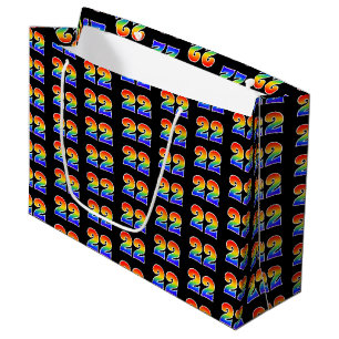 22nd Birthday: Fun Rainbow Event Number 22 Pattern Large Gift Bag