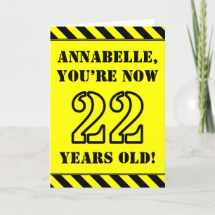 22nd Birthday: Fun Stencil Style Text, Custom Name Card