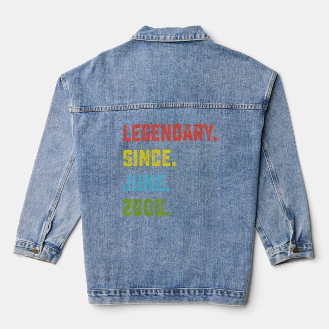 22nd Birthday  Legendary Since June 2000 22 Years  Denim Jacket (Back)