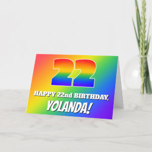 22nd Birthday: Multicolored Rainbow Pattern # 22 Card