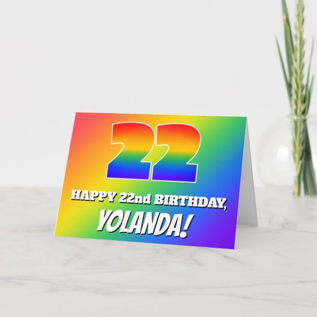 22nd Birthday: Multicolored Rainbow Pattern # 22 Card (Front)