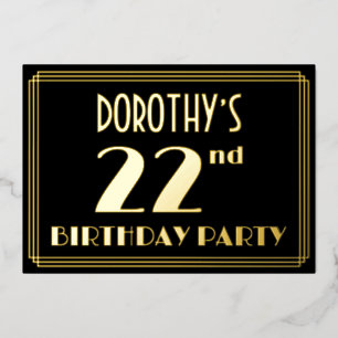 22nd Birthday Party: Art Deco Look “22”, w/ Name