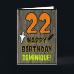 22nd Birthday: Spooky Halloween Theme, Custom Name Card<br><div class="desc">The front of this spooky and scary Hallowe'en birthday themed greeting card design features a large number "22", along with the message "HAPPY BIRTHDAY, ", and a custom name. There are also depictions of a bat and a ghost on the front. The inside features a customizable birthday greeting message, or...</div>
