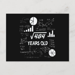 22nd Birthday Square Root Math 22 Years Old Bday Postcard