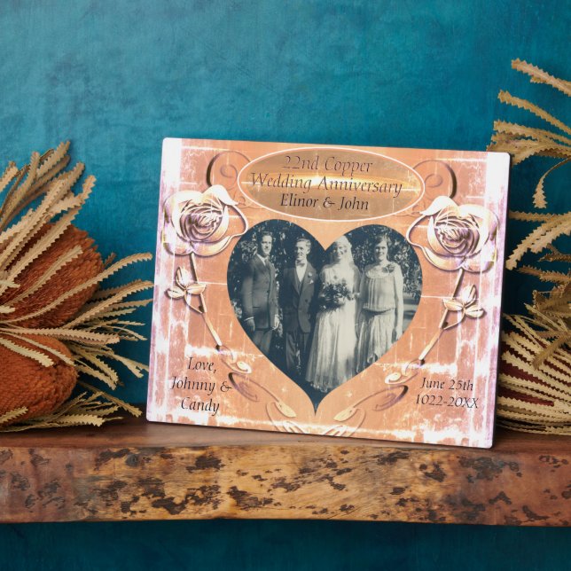 22nd Copper Wedding Anniversary   Plaque (Side)