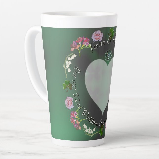 22nd Floral Wedding Anniversary Mug (Left Angle)