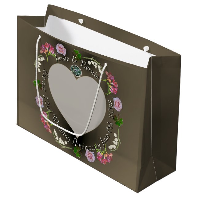 22nd Wedding Anniversary Floral w/Spinel  Large Gi Large Gift Bag (Front Angled)