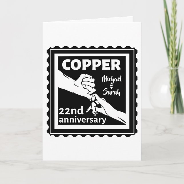 22nd wedding anniversary holding hands card (Front)