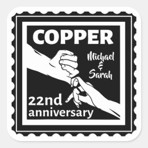 22nd wedding anniversary holding hands square sticker