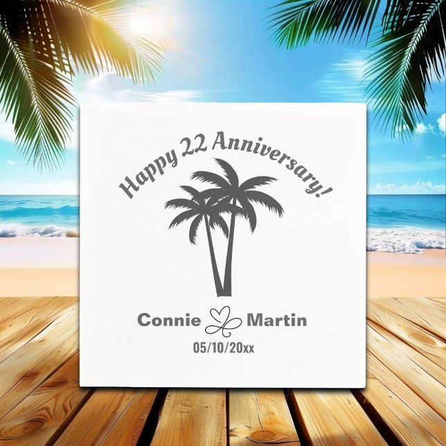 22nd Wedding Anniversary Palm Trees Napkin (Creator Uploaded)