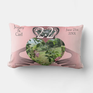22nd Wedding Anniversary Photo Copper Claddaugh Lumbar Pillow