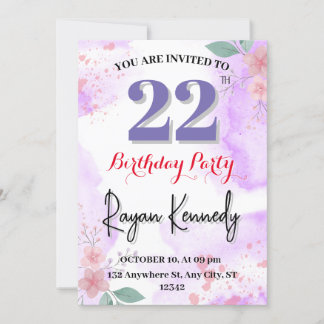 22th Birthday Invitation