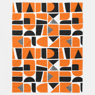 230616 - Orange and Black. Fleece Blanket