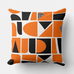 230616 - Orange and Black. Throw Pillow