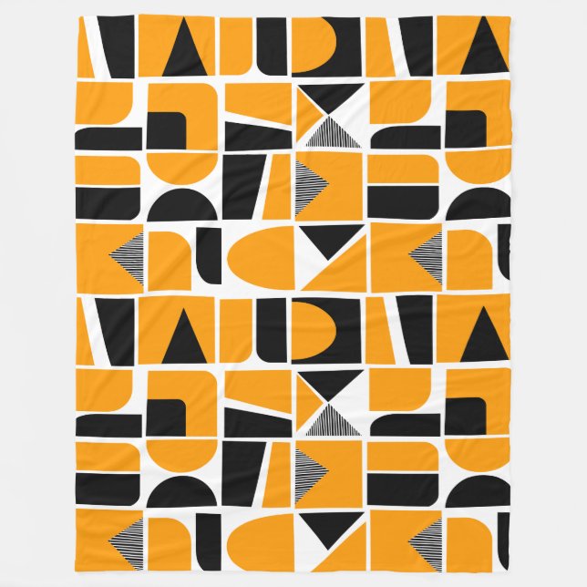 230616 - Yellow Orange and Black. Fleece Blanket (Front)