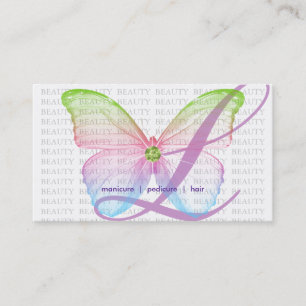 232 Beauty Business Card Green Pink Blue Butterfly
