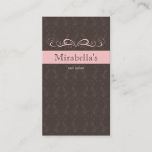232 Business Card Damask Swirl Pink Brown