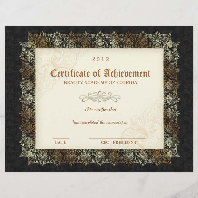 232 Certificate of Achievement Diploma Beauty Blak (Front)