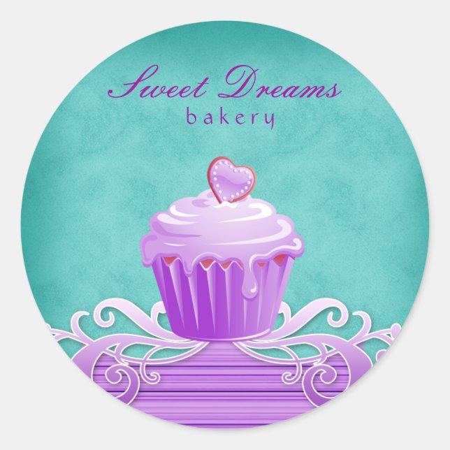 232 Stickers Bleu Violet Cupcake Stripes (Devant)