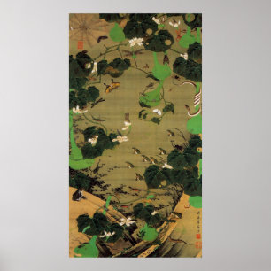23. 池辺群虫図, 若冲 Living Beings with Pond, Jakuchū Poster