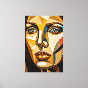 23_005, Portrait Woman, Cubist Abstract Art Canvas Print