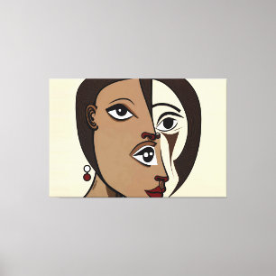 23_007, Portrait Woman, Cubist Abstract Art Canvas Print