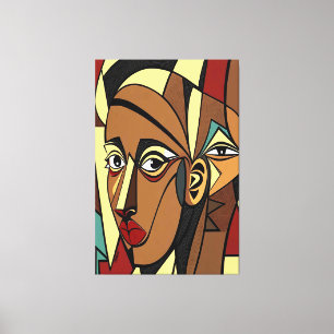 23_012, African Cubism Art Canvas Print