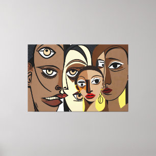 23_018, African Cubism Art Canvas Print