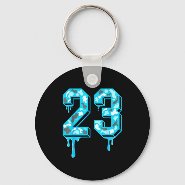 23 Drip Camo Gamma Blue Matching  Keychain (Front)