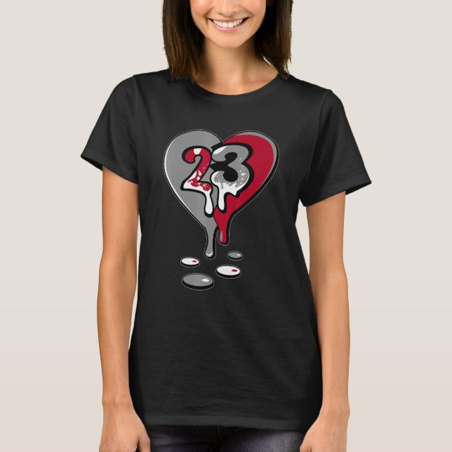 23 Drip Heart Particle Grey 9s Matching T-Shirt (Front)