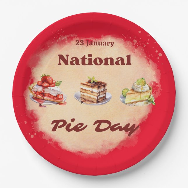 23 January National Pie Day Paper Plate (Front)