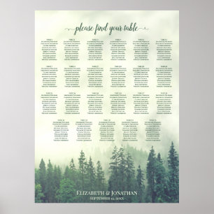 23 Table Green Mountain Pine Wedding Seating Chart