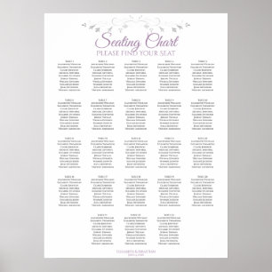 23 Table Purple & Grey Wedding Seating Chart