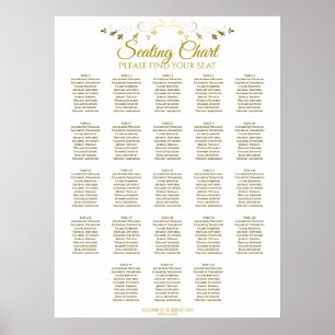 23 Table Simple Gold Elegant Wedding Seating Chart