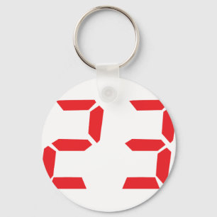 23 twenty-three red alarm clock digital number keychain