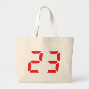 23 twenty-three red alarm clock digital number large tote bag